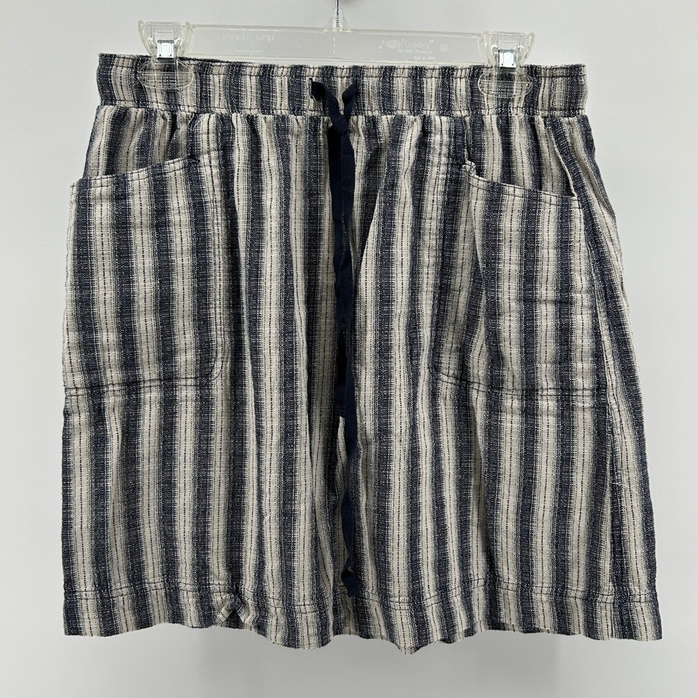 Max Studio Navy Blue White Striped Cotton Mini Skirt Med Coastal Casual‎ Preppy